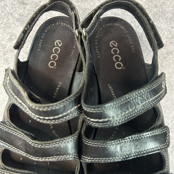 Ecco Women's Babett 3 Strap Leather Comfort Sandals Black Hook & Loop Size 8.5 - Picture 7 of 10